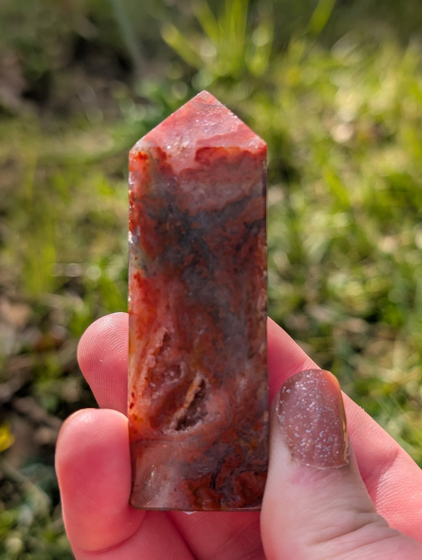 Imperfect Red Moss Agate Tower