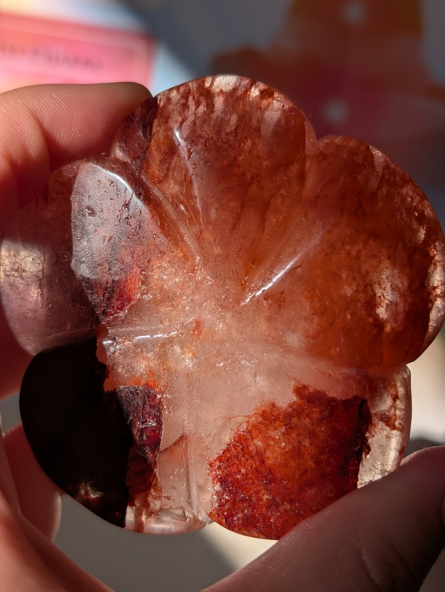 Fire Quartz Rose Carving