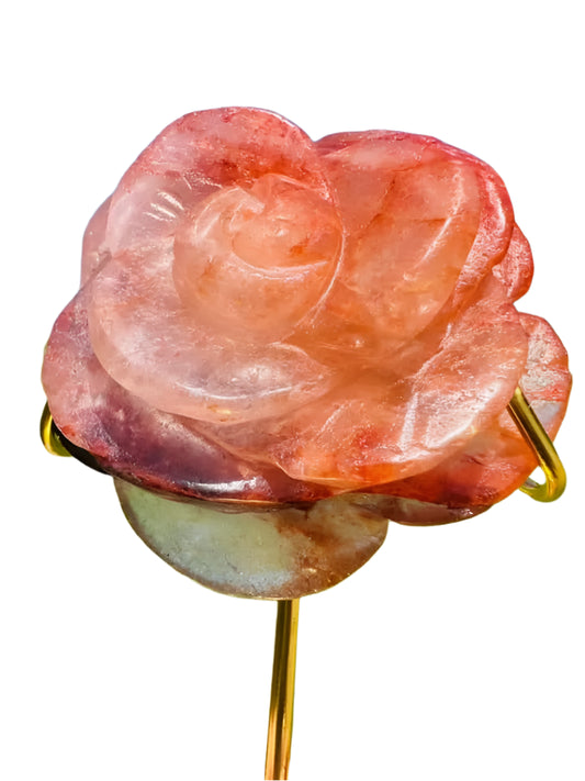 Fire Quartz Rose Carving