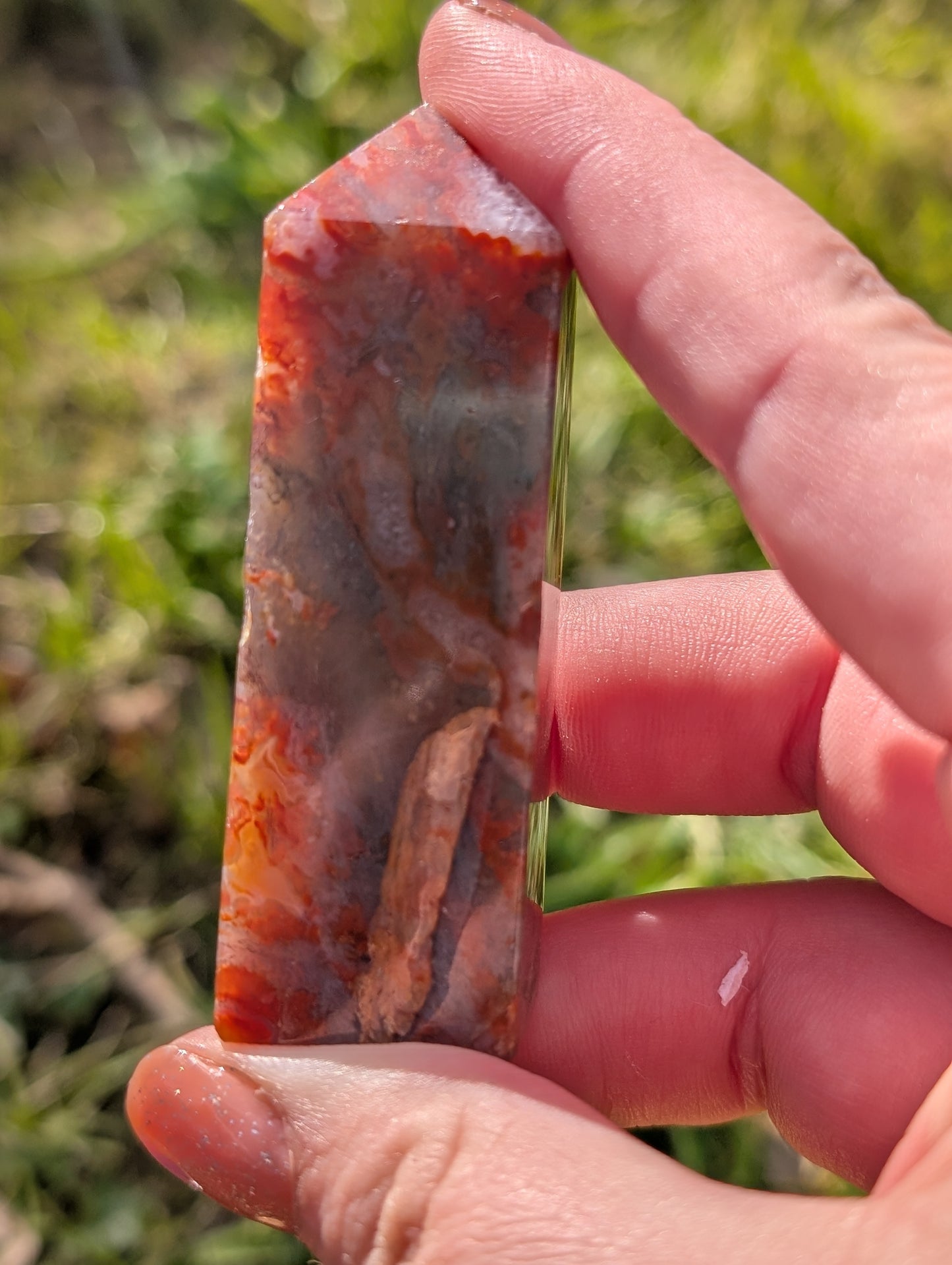 Imperfect Red Moss Agate Tower