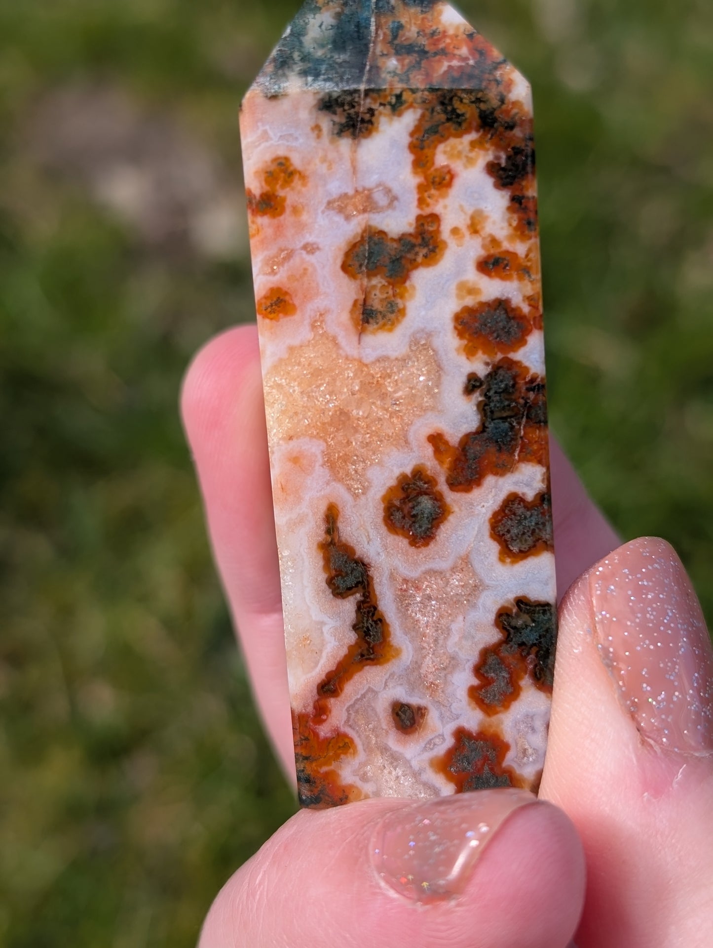 Red Moss Agate Tower