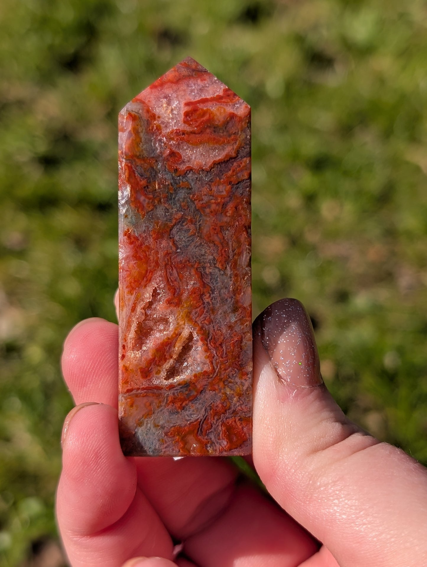 Imperfect Red Moss Agate Tower