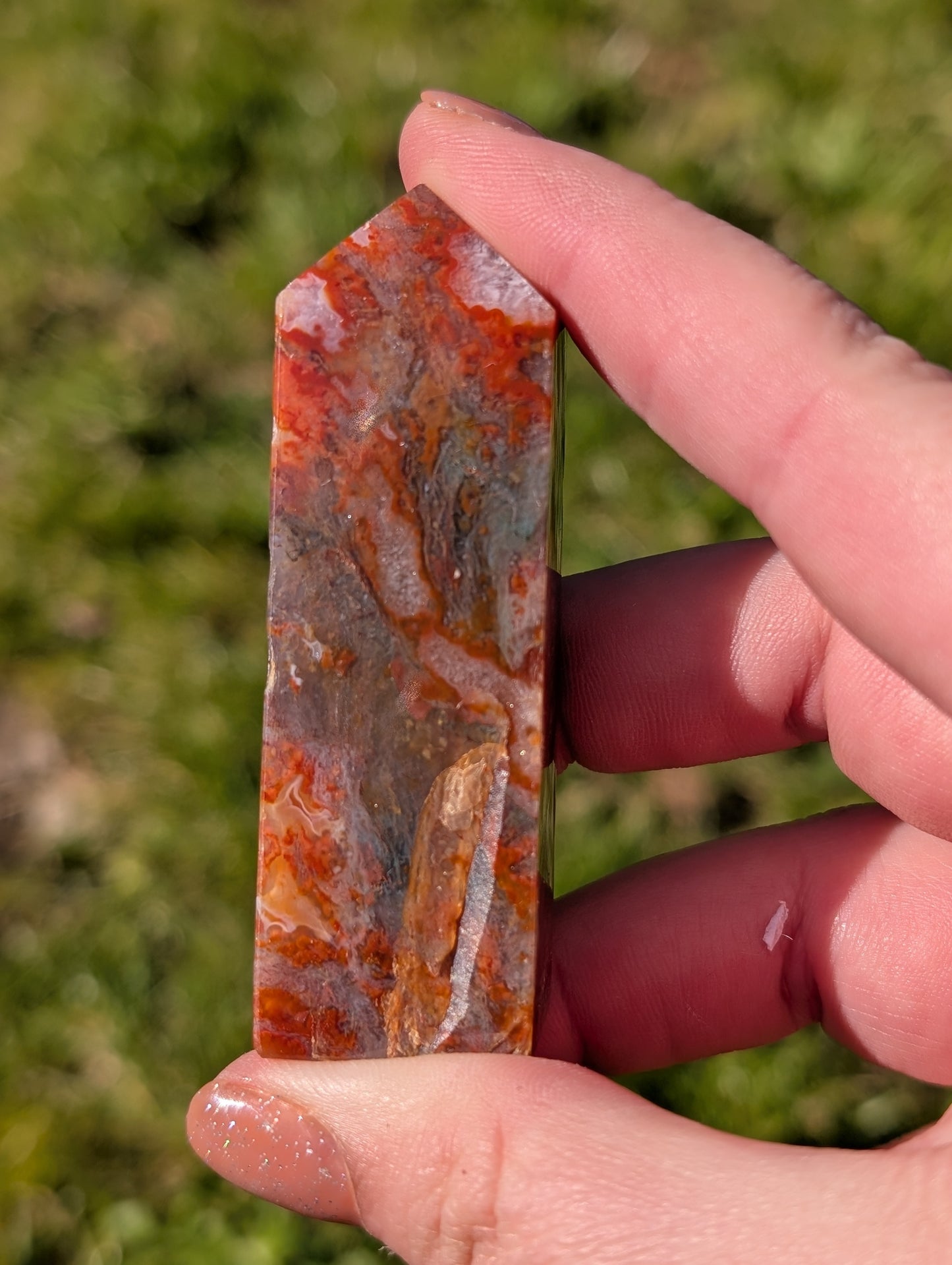 Imperfect Red Moss Agate Tower