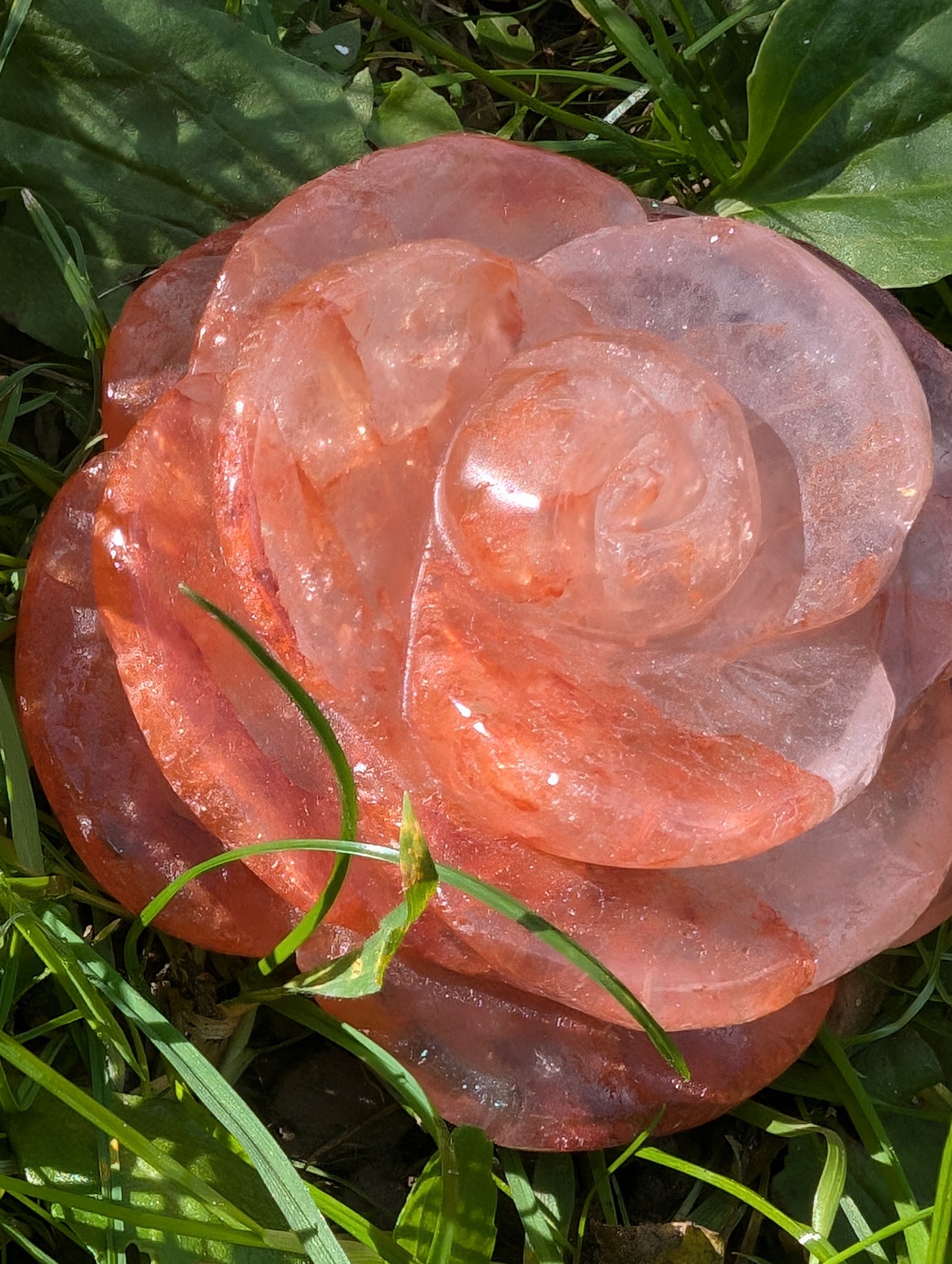 Fire Quartz Rose Carving