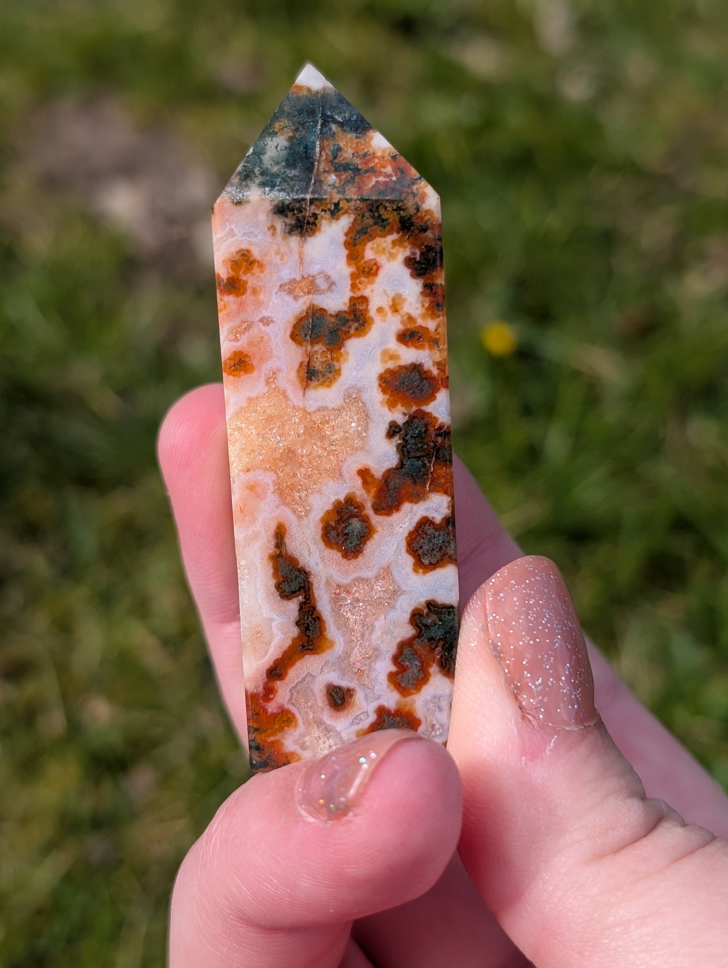 Red Moss Agate Tower